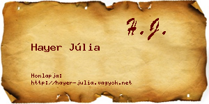 Hayer Júlia névjegykártya
